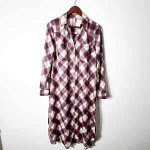 Free people plaid tunic shirt size small